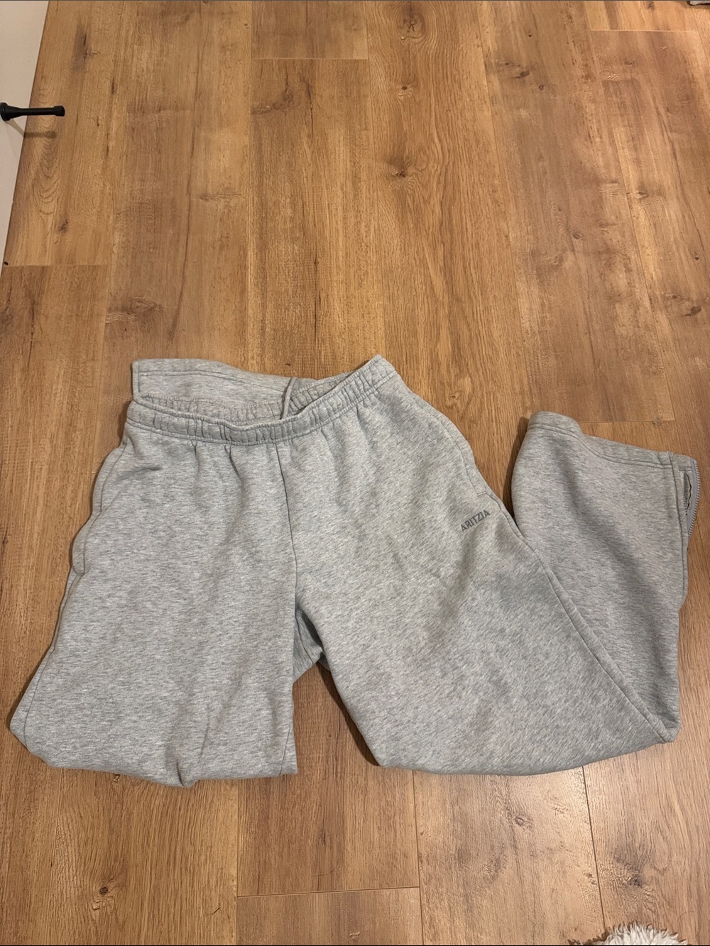 Aritzia sweat fleece , mega fit, sweat pants. With zip on the bottom